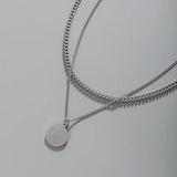 S925 Sterling Silver Double Layer Necklace Women's Accessory