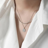 S925 Sterling Silver Double Layer Necklace Women's Accessory