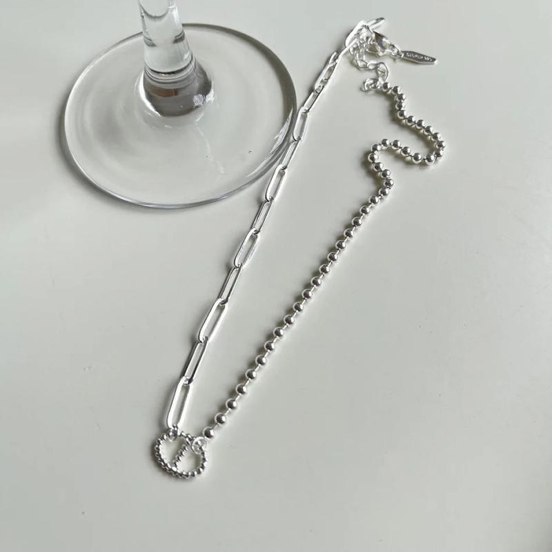 925 Silver Asymmetry Necklace with Pig Nose Pendant