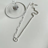 925 Silver Asymmetry Necklace with Pig Nose Pendant