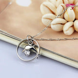 Women's Zircon Necklace 925 Sterling Silver Dolphins Pendant