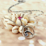 Women's Zircon Necklace 925 Sterling Silver Dolphins Pendant