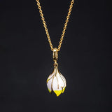 S925 Silver Magnolia Flower Necklace Epoxy Clavicle Chain