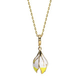 S925 Silver Magnolia Flower Necklace Epoxy Clavicle Chain