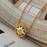 S925 Sterling Silver Compass Necklace Women's Holiday Jewelry