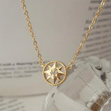 S925 Sterling Silver Compass Necklace Women's Holiday Jewelry