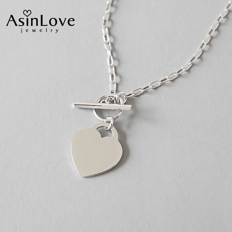 925 Silver Love Heart Necklace Special Lock Shape Pendant Valentine Gift