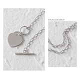 925 Silver Love Heart Necklace Special Lock Shape Pendant Valentine Gift