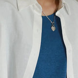 925 Silver Love Heart Necklace Special Lock Shape Pendant Valentine Gift