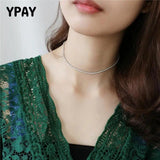 925 Silver Choker Necklace Zircon Tennis Fine Wedding Jewelry YMN140