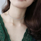 925 Silver Choker Necklace Zircon Tennis Fine Wedding Jewelry YMN140