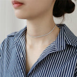 925 Silver Choker Necklace Zircon Tennis Fine Wedding Jewelry YMN140