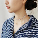 925 Silver Choker Necklace Zircon Tennis Fine Wedding Jewelry YMN140