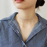 925 Silver Choker Necklace Zircon Tennis Fine Wedding Jewelry YMN140