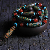 Natural Dzi Bead Necklace Charm Hand-Carved Women Men Accessories A023