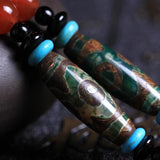 Natural Dzi Bead Necklace Charm Hand-Carved Women Men Accessories A023
