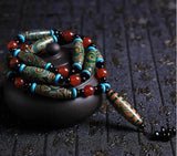 Natural Dzi Bead Necklace Charm Hand-Carved Women Men Accessories A023