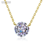 925 Silver Crystal Ball Pendant Necklace for Women