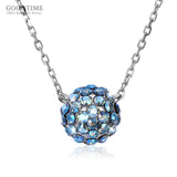925 Silver Crystal Ball Pendant Necklace for Women