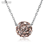 925 Silver Crystal Ball Pendant Necklace for Women