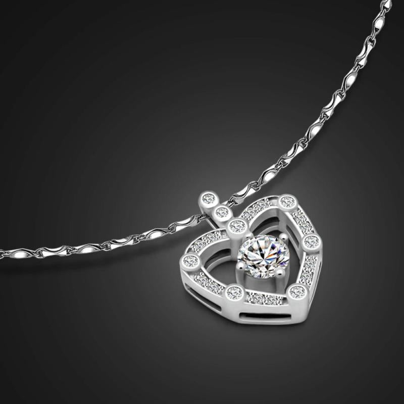 Bohemian Heart Choker Necklace 925 Sterling Silver Chain Female Jewelry