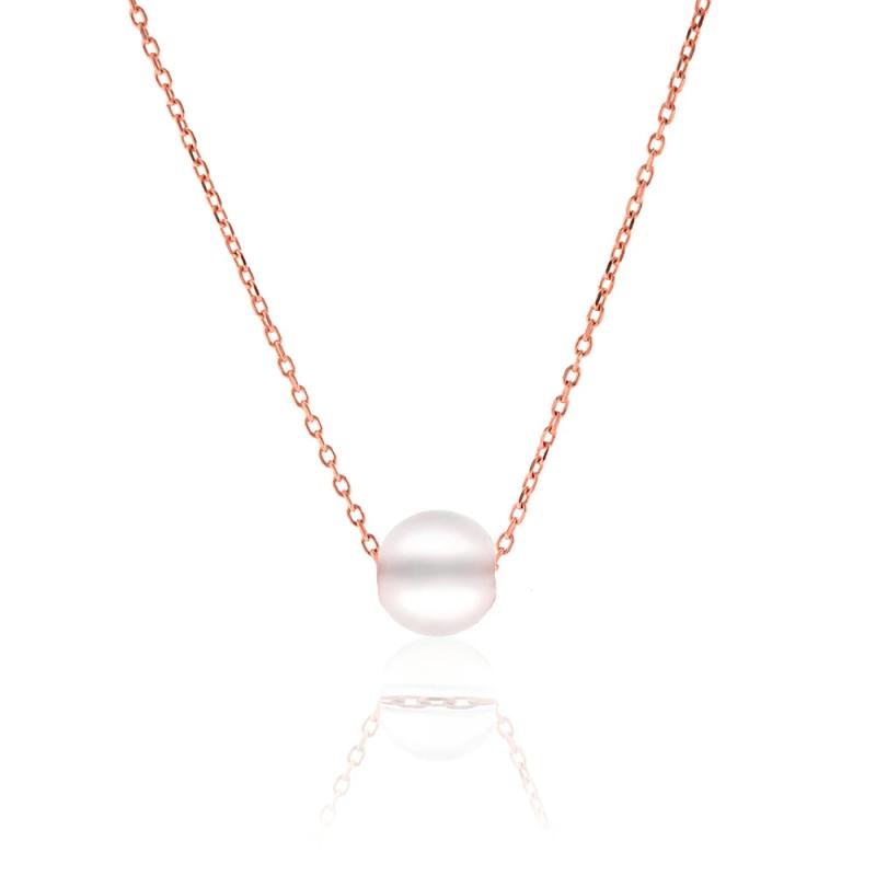 Rose Plated Women's 925 Sterling Silver Necklace with Quartz