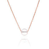 Rose Plated Women's 925 Sterling Silver Necklace with Quartz