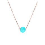 Turquoise Ball Pendant Necklace on Rose Plated Chain