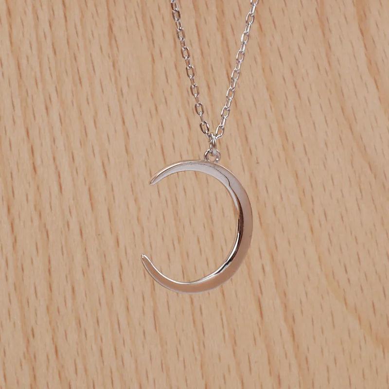 S925 Sterling Silver Moon Necklace Wild Crescent Pendant