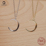 S925 Sterling Silver Moon Necklace Wild Crescent Pendant