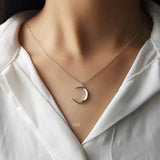 S925 Sterling Silver Moon Necklace Wild Crescent Pendant