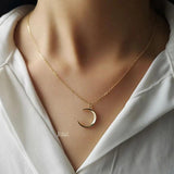 S925 Sterling Silver Moon Necklace Wild Crescent Pendant
