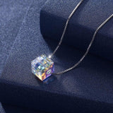 Lekani Cube Pendant S925 Silver Necklace Women Kids Jewelry