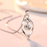 925 Silver Crystal Pendant Necklace Short Box Chain Jewelry