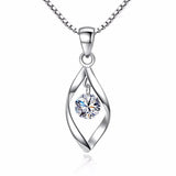 925 Silver Crystal Pendant Necklace Short Box Chain Jewelry