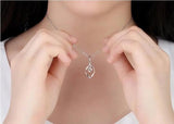 925 Silver Crystal Pendant Necklace Short Box Chain Jewelry
