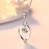 925 Silver Crystal Pendant Necklace Short Box Chain Jewelry