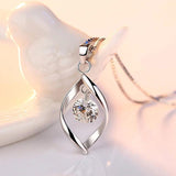925 Silver Crystal Pendant Necklace Short Box Chain Jewelry