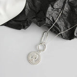 925 Silver Necklace Elizabeth Portrait Round Pendant Fine Jewelry