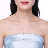 Lekani Crystals 925 Stacked Pearl Necklace Women's Gift Boutique Jewelry Long