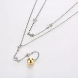 Lekani Crystals 925 Stacked Pearl Necklace Women's Gift Boutique Jewelry Long