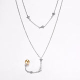 Lekani Crystals 925 Stacked Pearl Necklace Women's Gift Boutique Jewelry Long