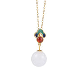 S925 Pure Silver Natural Jade Necklace Retro National Wind Court Red