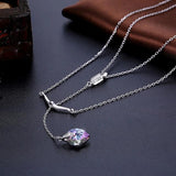 925 Silver Lekani Long Pendant Necklace with Heart Bead Crystals