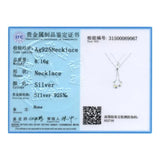 925 Silver Lekani Long Pendant Necklace with Heart Bead Crystals