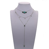 925 Silver CZ Choker Necklace with Green Crystal