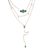 925 Silver CZ Choker Necklace with Green Crystal