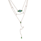 925 Silver CZ Choker Necklace with Green Crystal
