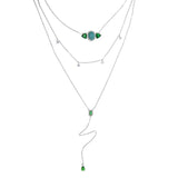 925 Silver CZ Choker Necklace with Green Crystal