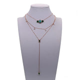 925 Silver CZ Choker Necklace with Green Crystal